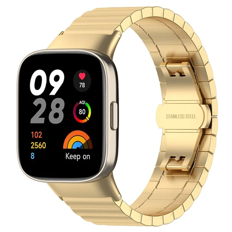 Watch Strap for Xiaomi Redmi Watch 3  /  Mi Watch Lite 3 Watchband 20mm Stainless Steel Wristband - Gold
