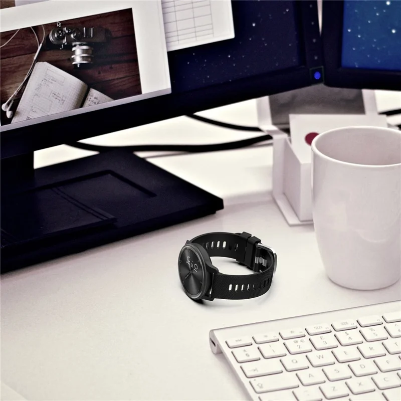 For Garmin VivoMove Trend / Venu Sq 2 Silicone Watch Band 20mm Cross Stripe Watch Strap Replacement - White