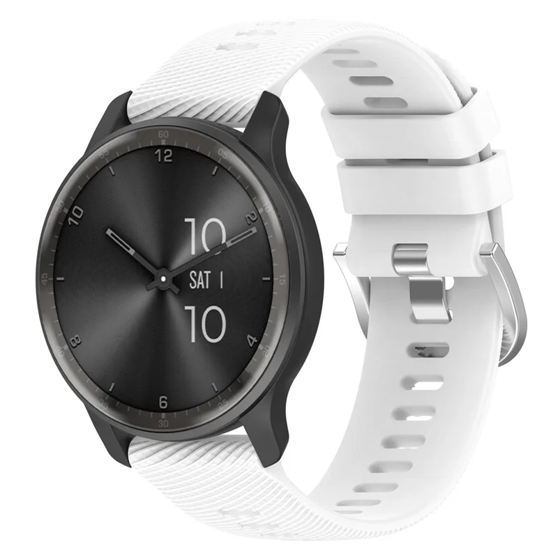 For Garmin VivoMove Trend / Venu Sq 2 Silicone Watch Band 20mm Cross Stripe Watch Strap Replacement - White