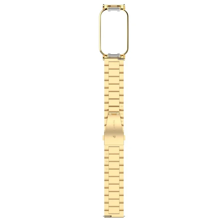For Xiaomi Redmi Band 2 Stainless Steel Watch Band 18mm 5-Bead Watch Strap with Protective Watch Case - Gold