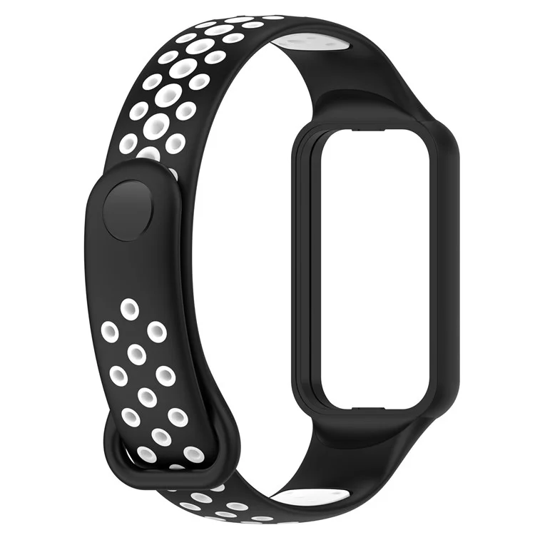 For Xiaomi Redmi Band 2 Sport Band Dual Color Soft Silicone Wristbands Replacement Strap with Case, Free Size - Black / White