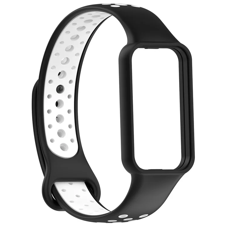 For Xiaomi Redmi Band 2 Sport Band Dual Color Soft Silicone Wristbands Replacement Strap with Case, Free Size - Black / White