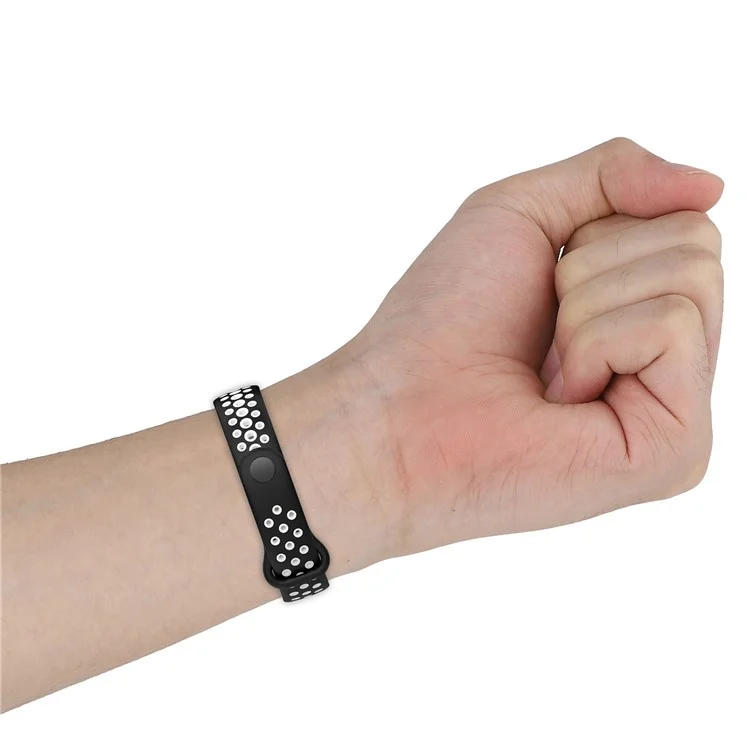 For Xiaomi Redmi Band 2 Sport Band Dual Color Soft Silicone Wristbands Replacement Strap with Case, Free Size - Black / White
