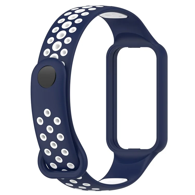 For Xiaomi Redmi Band 2 Sport Band Dual Color Soft Silicone Wristbands Replacement Strap with Case, Free Size - Blue / White