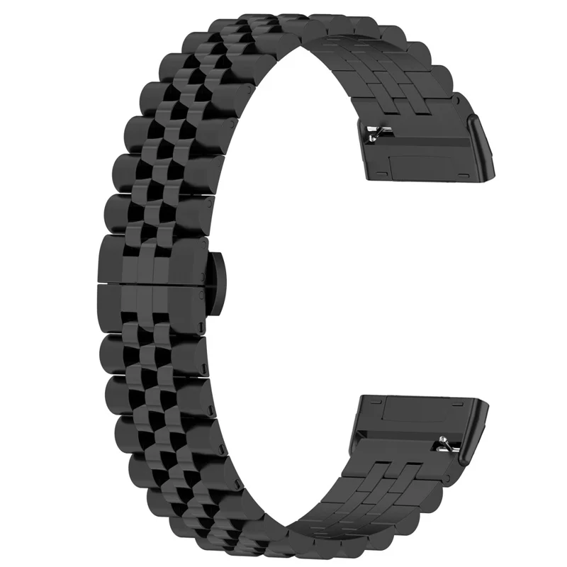 For Fitbit Versa 3 / Versa 4 Stainless Steel Watch Bands 5 Beads Watch Strap Replacement with Tool - Black