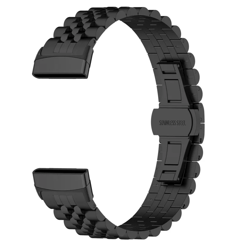 For Fitbit Versa 3 / Versa 4 Stainless Steel Watch Bands 5 Beads Watch Strap Replacement with Tool - Black