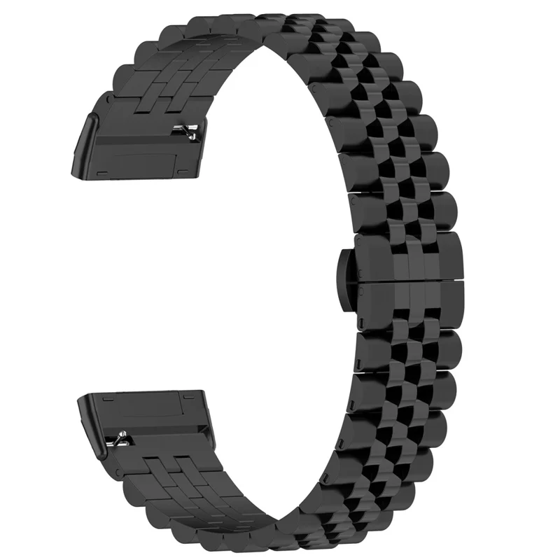 For Fitbit Versa 3 / Versa 4 Stainless Steel Watch Bands 5 Beads Watch Strap Replacement with Tool - Black