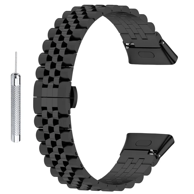 Watch Band for Xiaomi Redmi Watch 3 / Mi Watch Lite 3 , 5 Beads Stainless Steel Watch Strap Replacement with Tool - Black