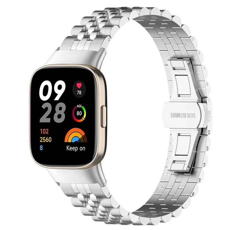 Pour Xiaomi Redmi Watch 3 / Mi Watch Lite 3 Bracelet de montre, Bracelet en acier inoxydable à 5 perles avec outil - Argent