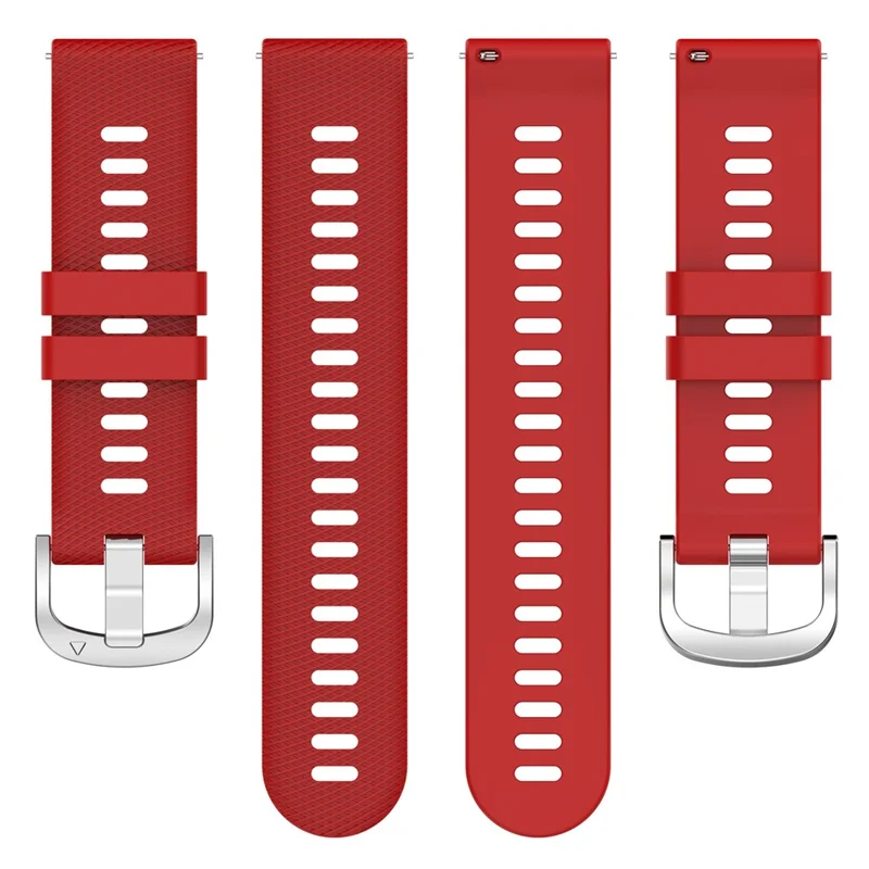 For Garmin Forerunner 256S Silicone Watch Strap 18mm Cross Stripe Replacement Strap - Red