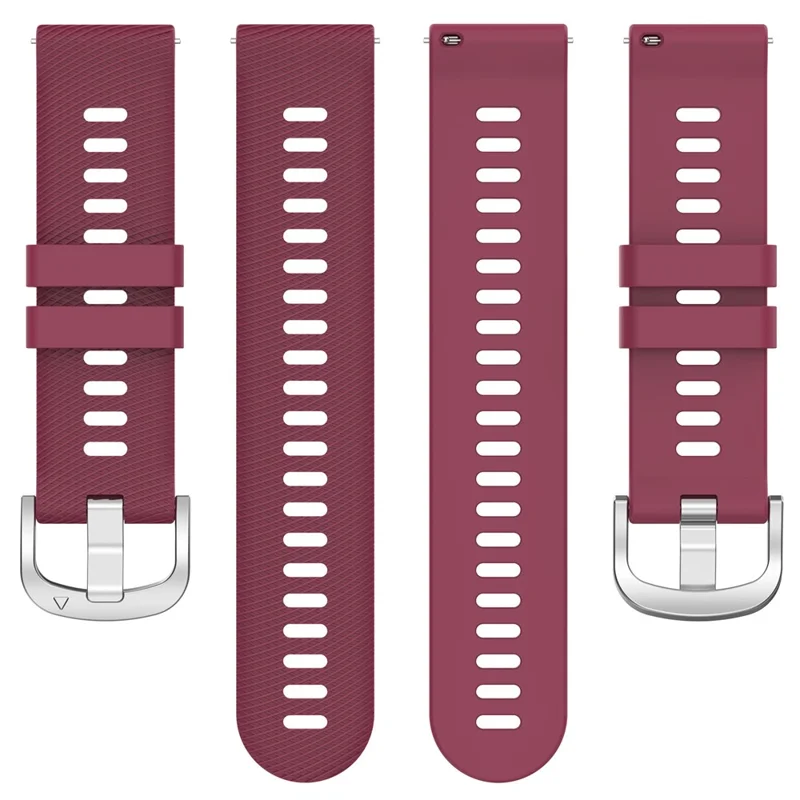 For Garmin Forerunner 256S Silicone Watch Strap 18mm Cross Stripe Replacement Strap - Wine Red