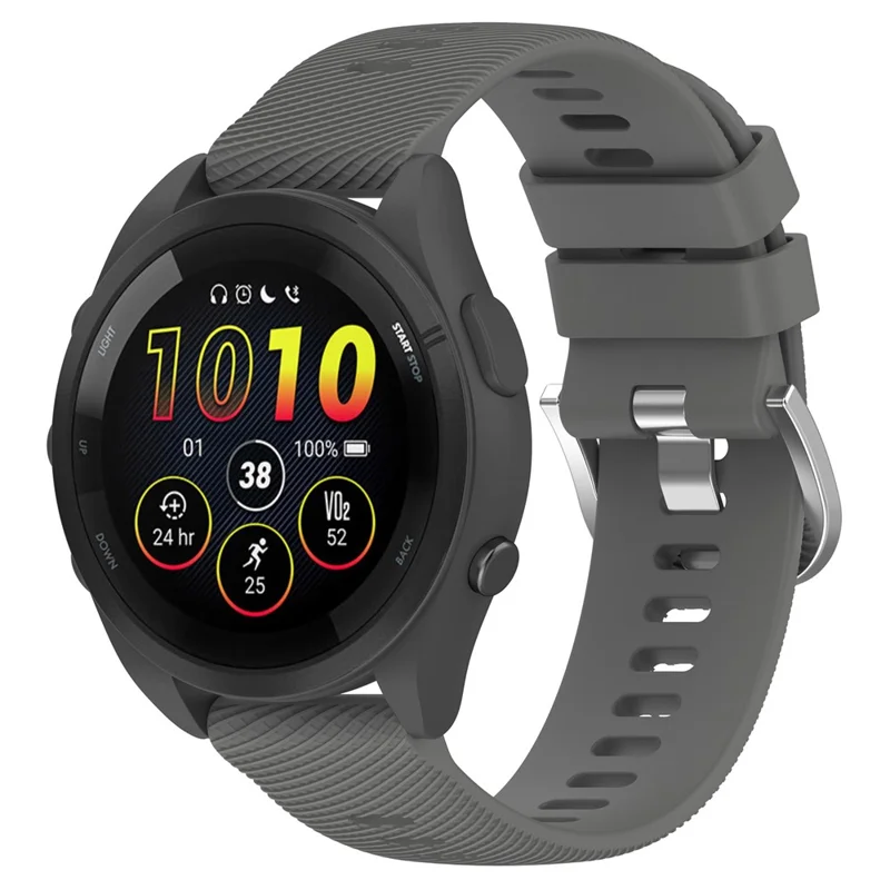 Silikonowy Pasek do Zegarka Garmin Forerunner 256S 18 mm z Krzyżowym Wzorem – Ciemnoszary