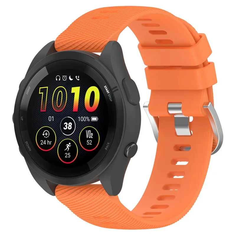 For Garmin Forerunner 265 Silicone Watch Band 22mm Cross Stripe Soft Sport Replacement Watch Strap - Orange