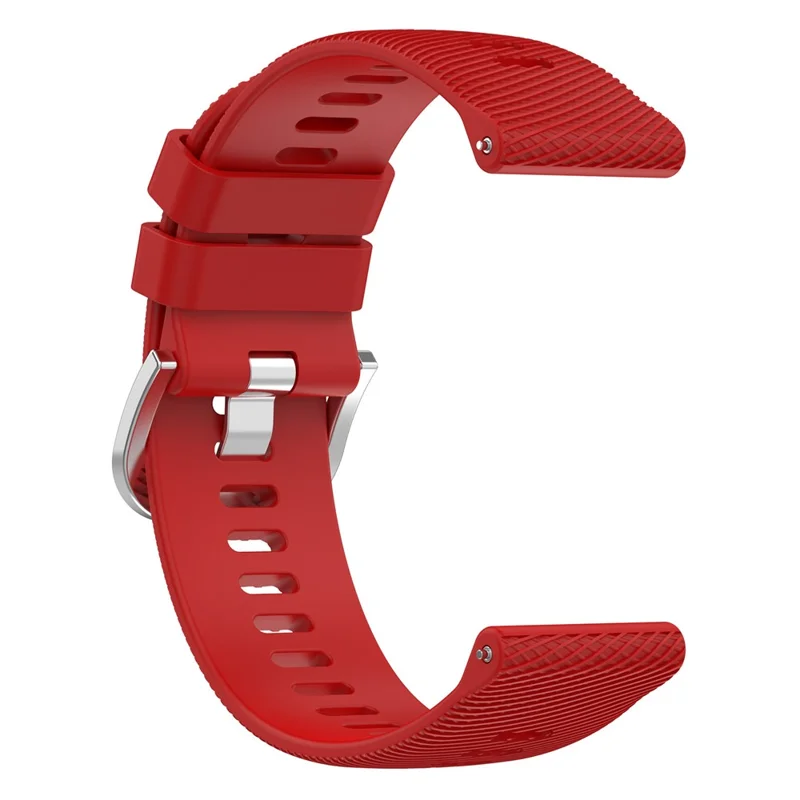 For Garmin Forerunner 265 Silicone Watch Band 22mm Cross Stripe Soft Sport Replacement Watch Strap - Red