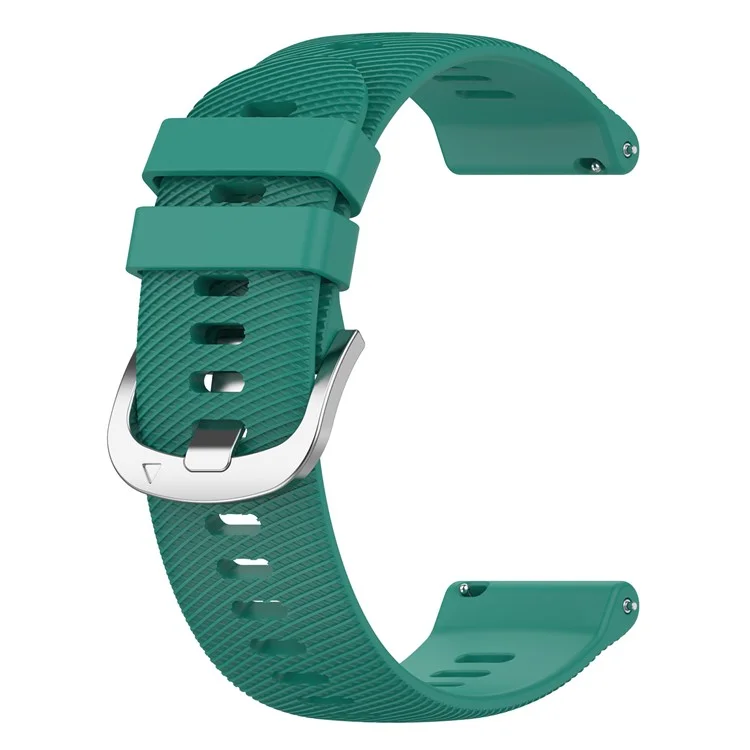 For Garmin Forerunner 265 Silicone Watch Band 22mm Cross Stripe Soft Sport Replacement Watch Strap - Dark Green
