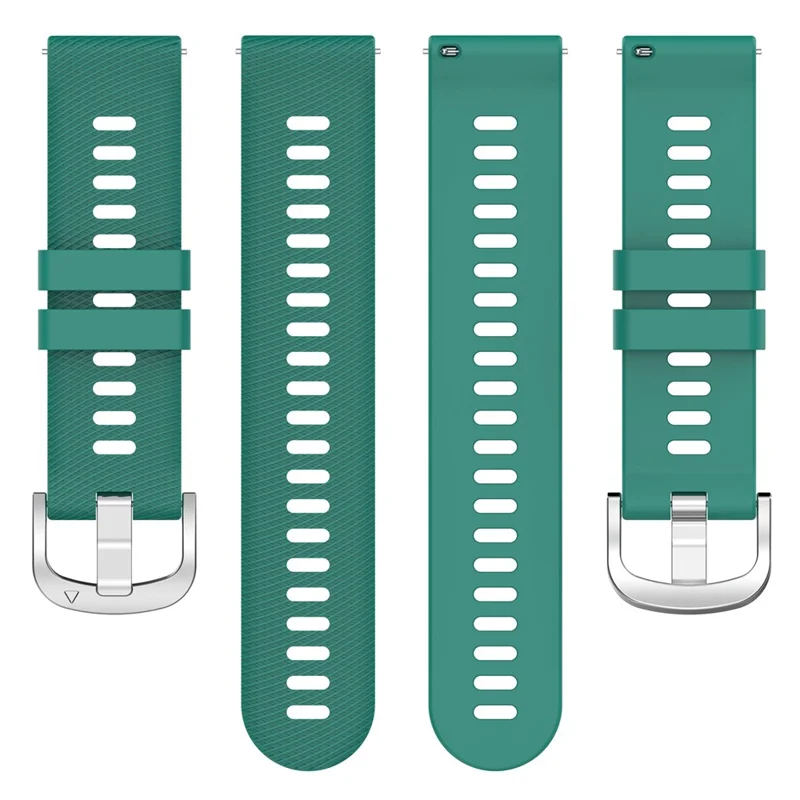 For Garmin Forerunner 265 Silicone Watch Band 22mm Cross Stripe Soft Sport Replacement Watch Strap - Dark Green