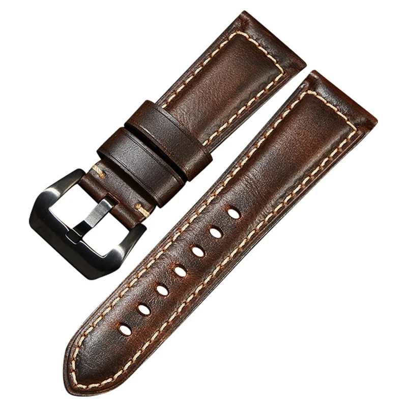 Wholesale Customize 20mm Genuine Cow Leather Watch Band Vintage Replacement Watch Strap Dark