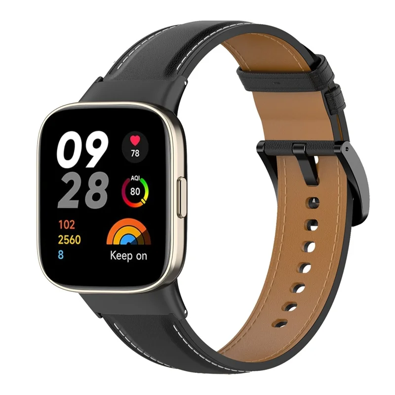 Per Xiaomi Redmi Watch 3 Watch Band Genuine Cow Leather Adjustable Wrist Strap - Nero