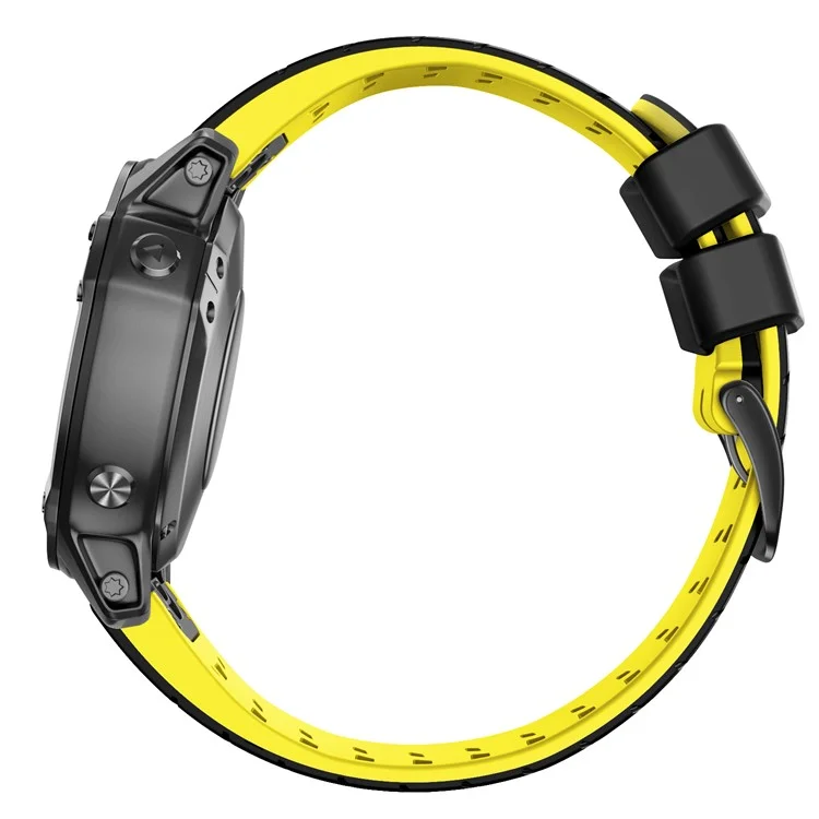 Silicone Watch Band for Huami Amazfit Falcon / Garmin Forerunner 965 / 955 , Trapezoid Holes Quick Release Watch Strap - Black / Yellow