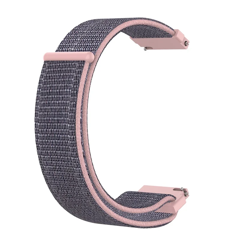 For Garmin Forerunner 265S / 255S / Venu 2S Wrist Band 18mm Universal Nylon Adjustable Watch Strap - Grey / Pink