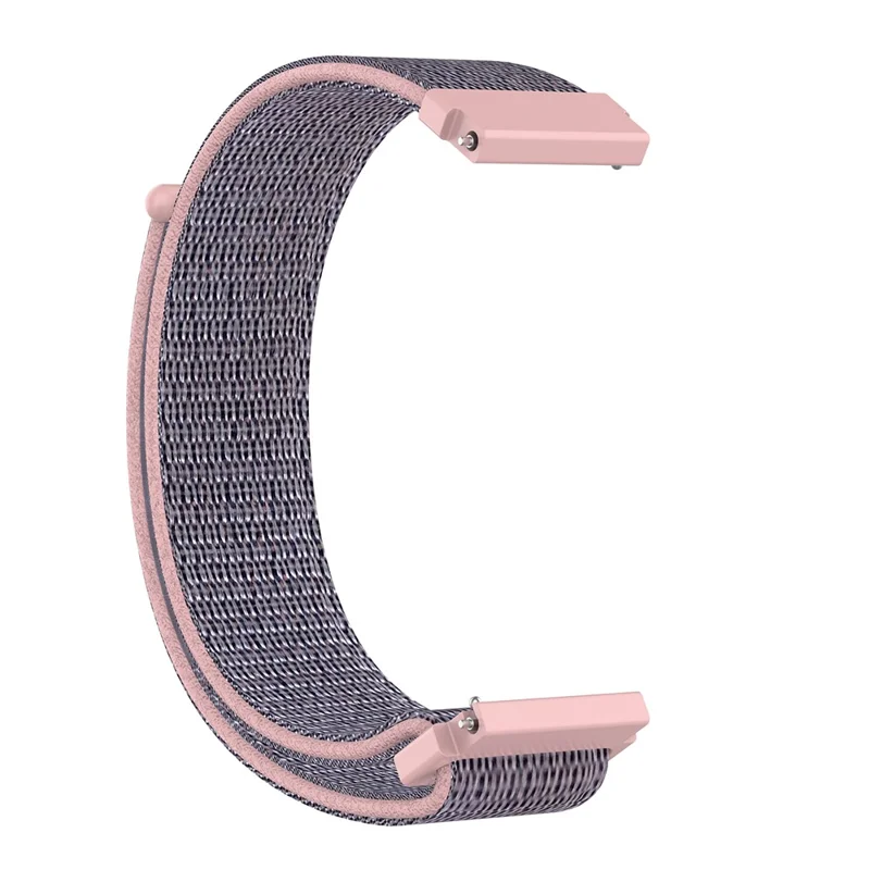 For Garmin Forerunner 265S / 255S / Venu 2S Wrist Band 18mm Universal Nylon Adjustable Watch Strap - Grey / Pink