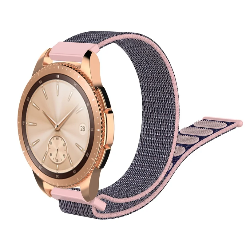 For Garmin Forerunner 265S / 255S / Venu 2S Wrist Band 18mm Universal Nylon Adjustable Watch Strap - Grey / Pink