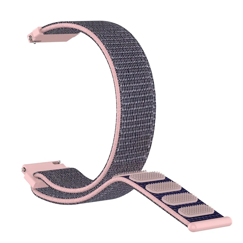 For Garmin Forerunner 265S / 255S / Venu 2S Wrist Band 18mm Universal Nylon Adjustable Watch Strap - Grey / Pink