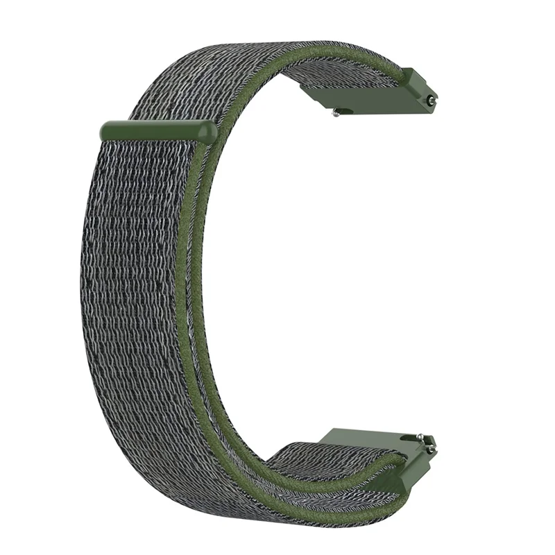 For Garmin Forerunner 265S / 255S / Venu 2S Wrist Band 18mm Universal Nylon Adjustable Watch Strap - Grey / Army Green