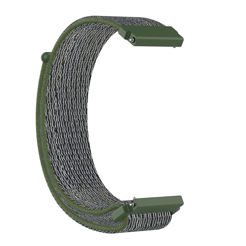 For Garmin Forerunner 265S / 255S / Venu 2S Wrist Band 18mm Universal Nylon Adjustable Watch Strap - Grey / Army Green