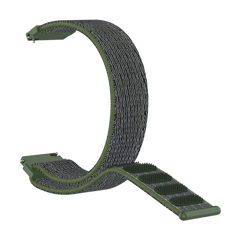 For Garmin Forerunner 265S / 255S / Venu 2S Wrist Band 18mm Universal Nylon Adjustable Watch Strap - Grey / Army Green