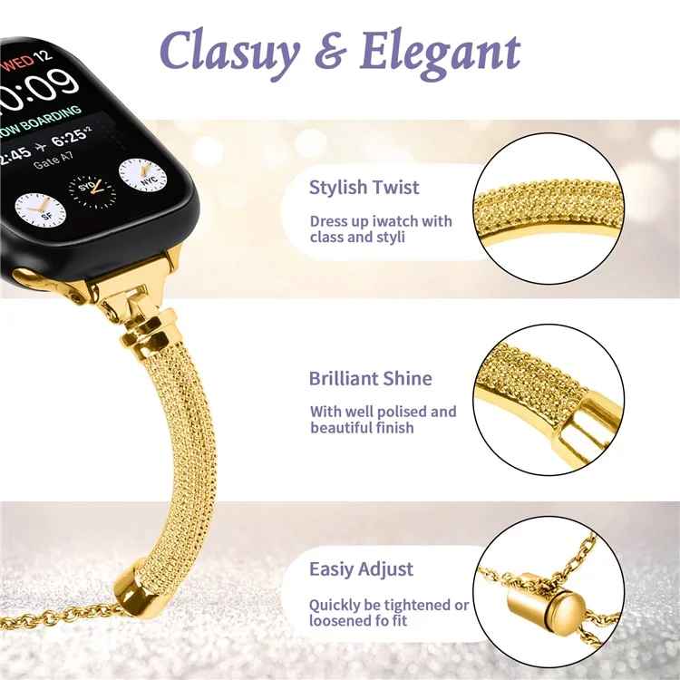 Correa para la Muñeca para Apple Watch Series 10 46mm / Ultra 2 Ultra 49mm / Series 9 8 7 45mm / 6 5 4 SE (2023) SE (2022) SE 44mm / 3 2 1 42mm Pulsera Metálica Smartwatch - Dorado