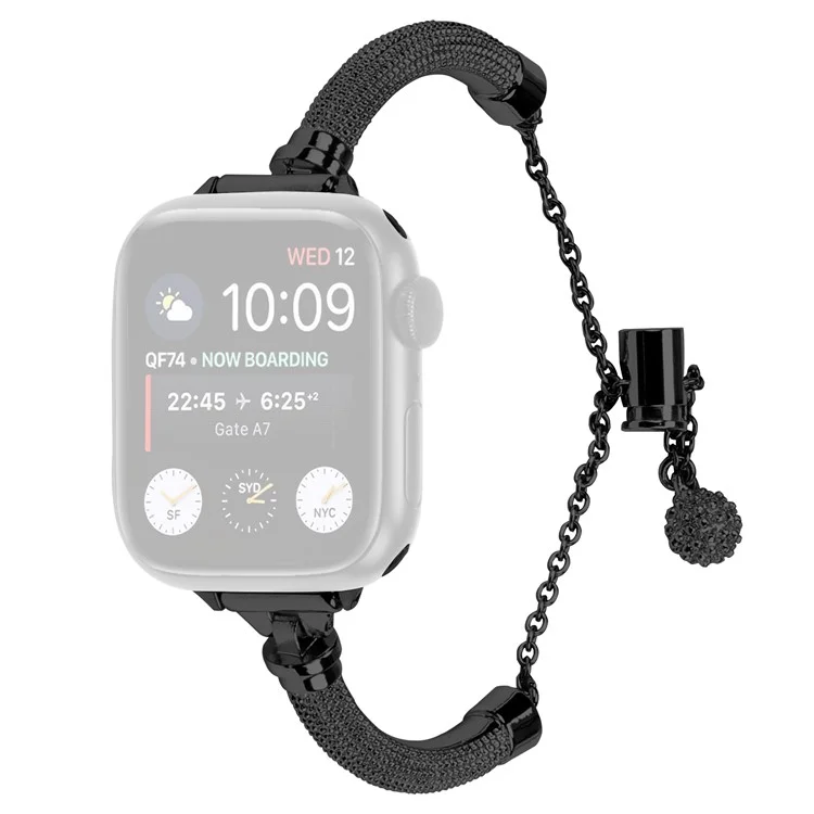 Metal Smart Watch Band for Apple Watch Series 10 42mm / 9 8 7 41mm / SE (2023) SE (2022) SE 6 5 4 40mm / 3 2 1 38mm Bracelet Wrist Strap - Black
