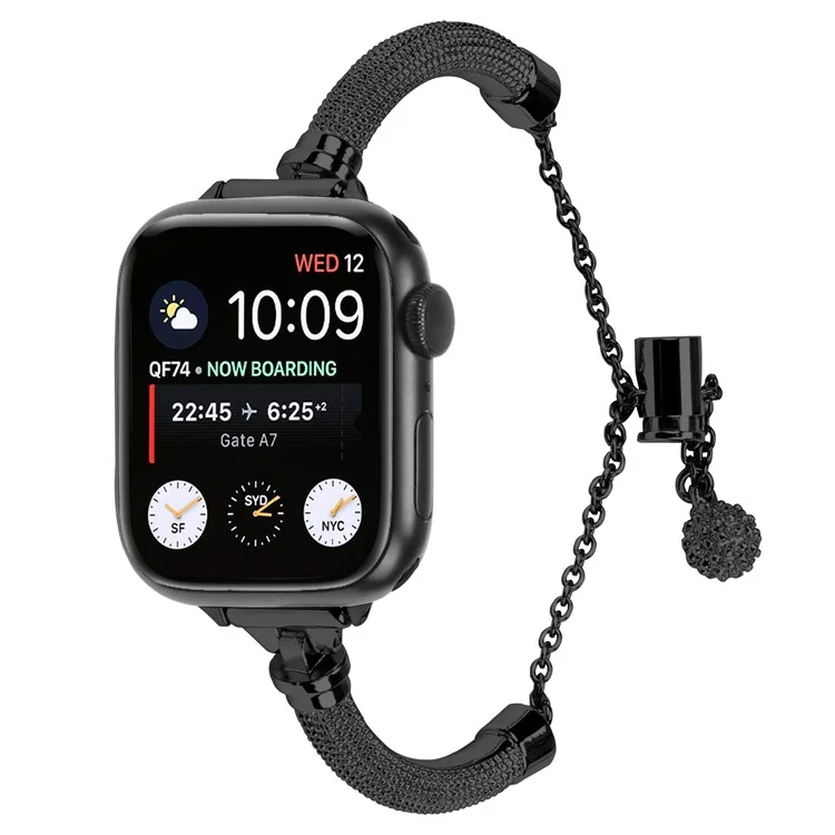 Metal Smart Watch Band for Apple Watch Series 10 42mm / 9 8 7 41mm / SE (2023) SE (2022) SE 6 5 4 40mm / 3 2 1 38mm Bracelet Wrist Strap - Black