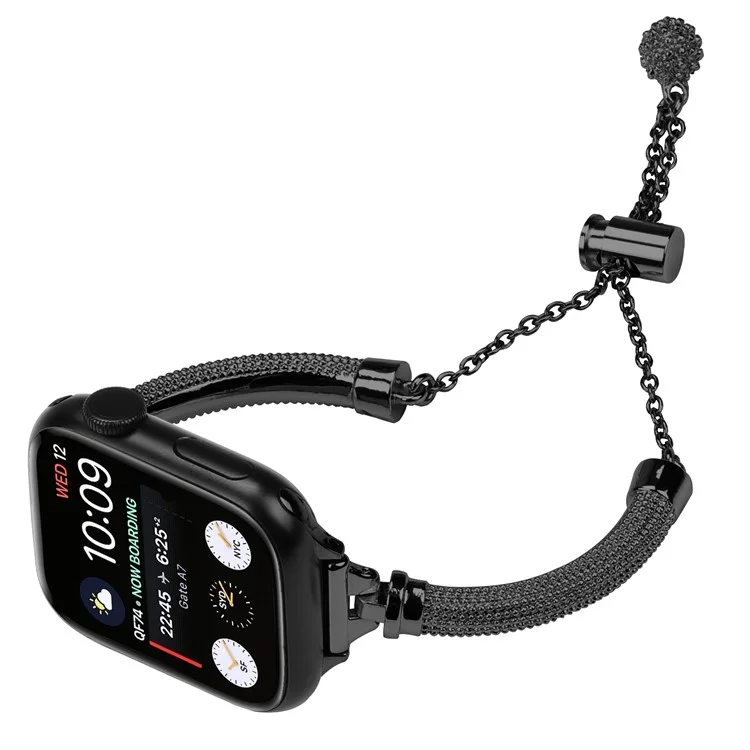 Metal Smart Watch Band for Apple Watch Series 10 42mm / 9 8 7 41mm / SE (2023) SE (2022) SE 6 5 4 40mm / 3 2 1 38mm Bracelet Wrist Strap - Black