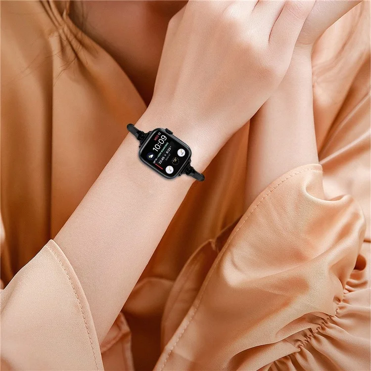 Metal Smart Watch Band for Apple Watch Series 10 42mm / 9 8 7 41mm / SE (2023) SE (2022) SE 6 5 4 40mm / 3 2 1 38mm Bracelet Wrist Strap - Black