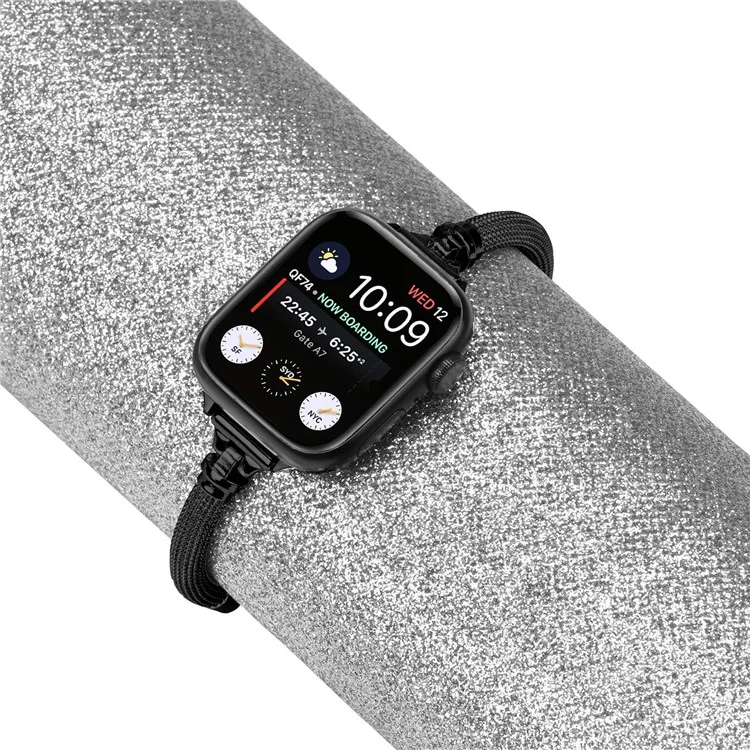 Metal Smart Watch Band for Apple Watch Series 10 42mm / 9 8 7 41mm / SE (2023) SE (2022) SE 6 5 4 40mm / 3 2 1 38mm Bracelet Wrist Strap - Black