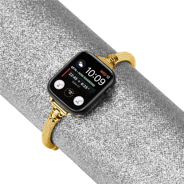Metal Smart Watch Band for Apple Watch Series 10 42mm / 9 8 7 41mm / SE (2023) SE (2022) SE 6 5 4 40mm / 3 2 1 38mm Bracelet Wrist Strap - Gold