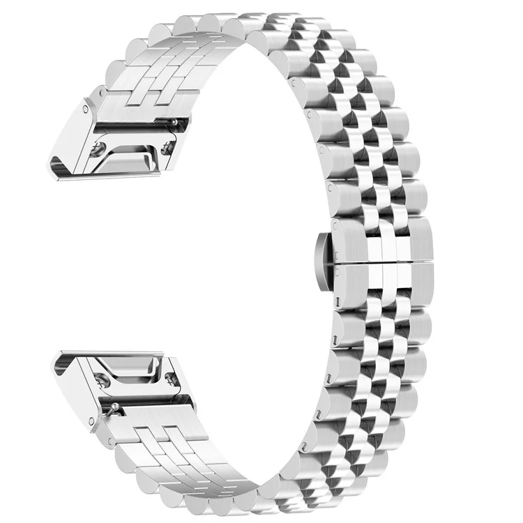 For Garmin Forerunner 570 47mm / Fenix 7 / 6 / 5 Stainless Steel Watch Strap Replacement Watchband with Tool - Silver