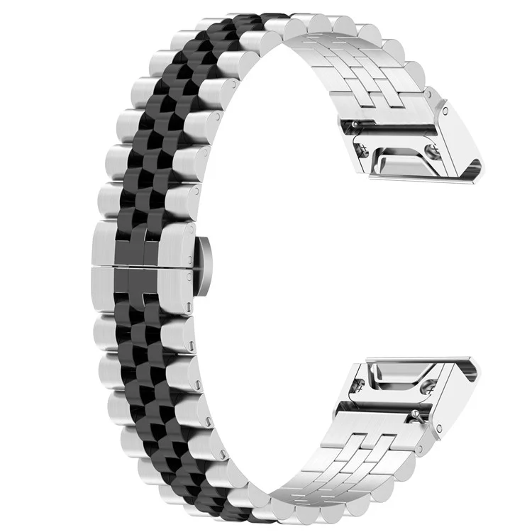 Pour Garmin Fenix 7S / 6S / 5S Bracelet de montre en acier inoxydable 5 perles de remplacement avec outil - Argent / Noir