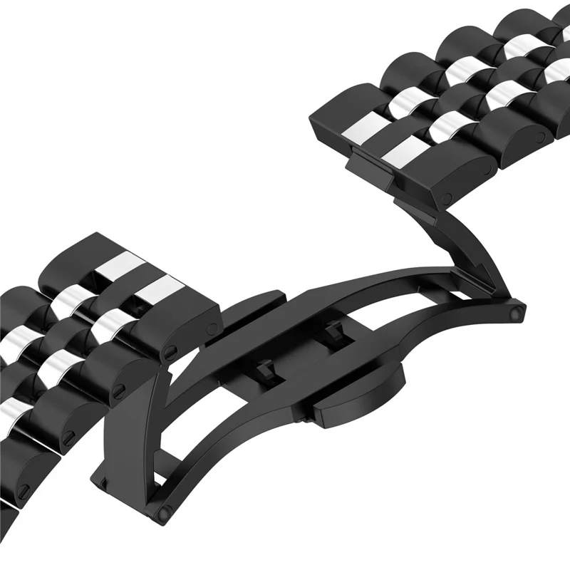 For Garmin Fenix 7X / 6X / 5X Stylish 5 Beads Stainless Steel Watch Strap Replacement Watchband with Tool - Black / Silver B
