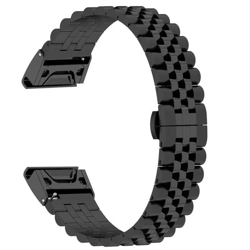 For Garmin Fenix 7X / 6X / 5X Stylish 5 Beads Stainless Steel Watch Strap Replacement Watchband with Tool - Black