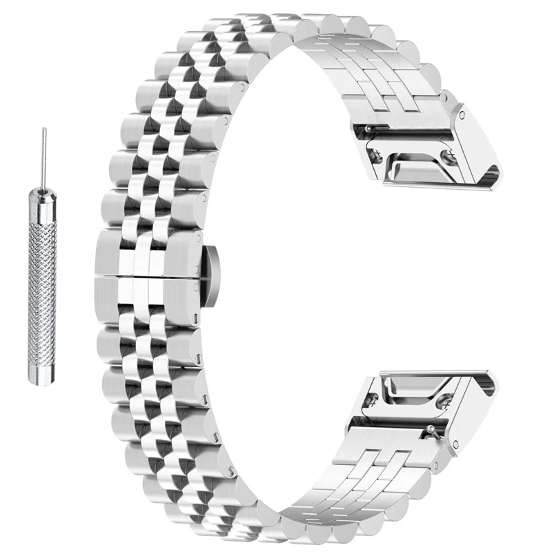 Stainless Steel Watchband for Garmin Fenix 7X / 6X / 5X Replacement Watch Strap with Tool - Silver