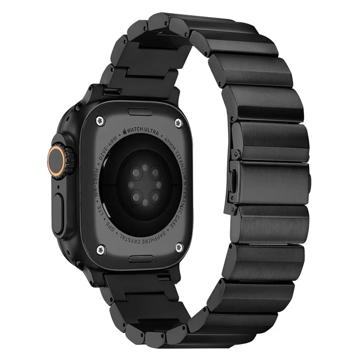Bracelet de montre en cuir de vache ciré pour Apple Watch Série 10 42 mm / 9 8 7 41 mm / SE (2023) SE (2022) SE 6 5 4 40 mm / 3 2 1 38 mm Bande de montre en alliage de titane - Noir