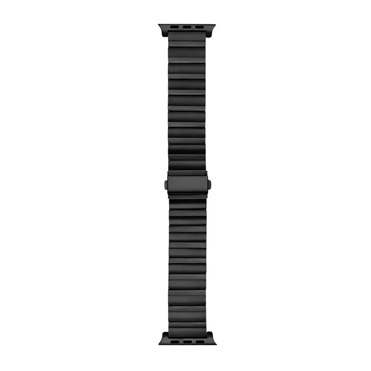 Bracelet de montre en cuir de vache ciré pour Apple Watch Série 10 42 mm / 9 8 7 41 mm / SE (2023) SE (2022) SE 6 5 4 40 mm / 3 2 1 38 mm Bande de montre en alliage de titane - Noir