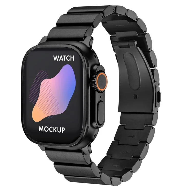 Bracelet de montre en cuir de vache ciré pour Apple Watch Série 10 42 mm / 9 8 7 41 mm / SE (2023) SE (2022) SE 6 5 4 40 mm / 3 2 1 38 mm Bande de montre en alliage de titane - Noir