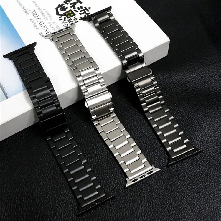 Für Apple Watch Series 10 46mm / Ultra 2 Ultra 49mm / Series 9 8 7 45mm / 6 5 4 SE (2023) SE (2022) SE 44mm / 3 2 1 42mm Titanium Legierung Smartwatch Armband - Schwarz