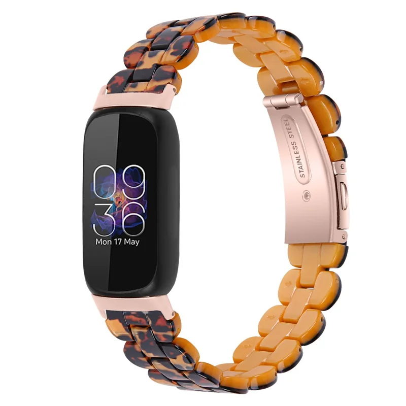 Replacement Watch Band for Fitbit Inspire 3 Quick Release Resin Watch Strap with Stainless Steel Buckle - Leopard