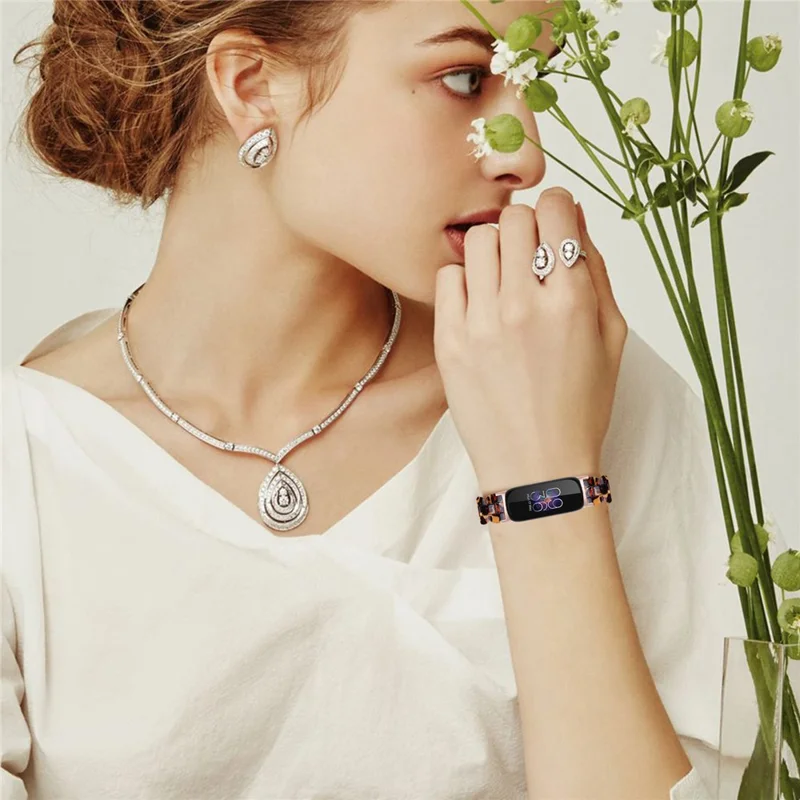 Replacement Watch Band for Fitbit Inspire 3 Quick Release Resin Watch Strap with Stainless Steel Buckle - Leopard