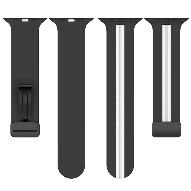 Pour Apple Watch Series 10 46mm / Ultra 2 Ultra 49mm / Series 9 8 7 45mm / 6 5 4 SE (2023) SE (2022) SE 44mm / 3 2 1 42mm Dual Color Magnetic Buckle Strap Silicone Watch Band - Noir / Blanc
