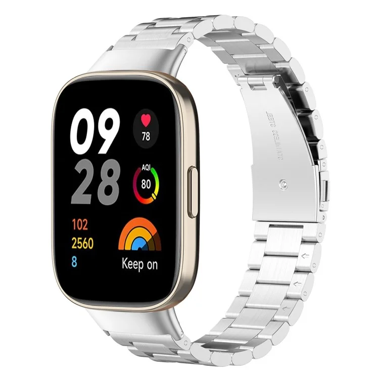 Pour Xiaomi Redmi Watch 3 / Mi Watch Lite 3 Bracelet en métal 3 perles en acier inoxydable avec boîtier et outil - Argent